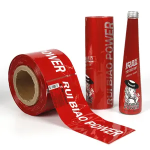 Etiqueta de manga termorretráctil de PVC/PET impresa en color personalizada, película impermeable para embalaje, envoltura retráctil de tubo de botella de vino