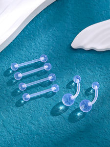 सेट 6 पारदर्शी 14 गेज uv एक्रिलिक पेट बटन रिंग बिबिफ्लेक्स जीभ बारबेल रिंग बॉडी भेदी रिंग बॉडी भेदी अंगूठी - Product Image 4