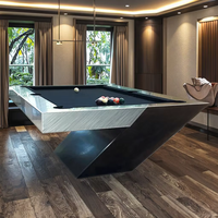 Table de billard de luxe sur mesure à 9 boules avec pieds en X, tissu personnalisé, pieds en bois massif, plateau en ardoise, rails en acier inoxydable, cuir véritable