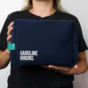 Organisateur de maquillage de couleur unie sac cosmétique étanche PU trousse de toilette de voyage avec poignée contraste couleur sac de beauté - Product Image 6