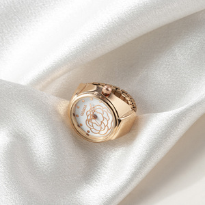 Reloj <span class=keywords><strong>de</strong></span> Anillo <span class=keywords><strong>de</strong></span> Lujo Unisex GOMIA, Ajustable, <span class=keywords><strong>de</strong></span> Acero Inoxidable, con Cristal <span class=keywords><strong>de</strong></span> Zafiro, Esfera Dorada/Plateada/Oro Rosa, Energía Solar, Moderno - Product Image 2