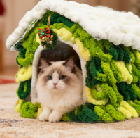 Nouveau Nid pour Chat Portable en Coton PP Tressé à la Main, Universel Quatre Saisons, Créatif, pour Chien et Chat, Abri Chaleureux d'Hiver