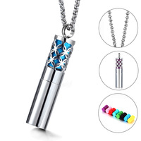 Pendentif d'aromathérapie en acier inoxydable, flacon de parfum, collier aromatique en acier titane
