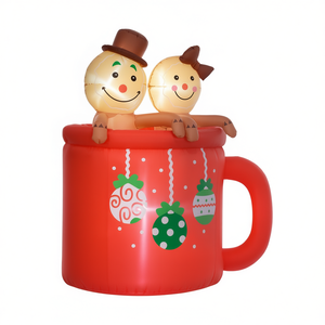 Pupazzo di Neve Gonfiabile Natalizio per Esterni, Decorazione da Giardino in PVC, Design a Forma di Tazza per 2 Persone - Product Image 1