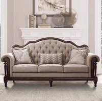 Canapé Chesterfield Classique pour la Maison en Bois Massif, 3 Places, avec Tissu de Haute Qualité au Design Américain pour Salon