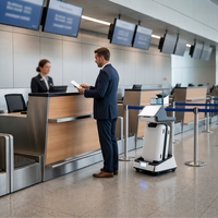Chariot de bagages intelligent à suivi automatique avec écran tactile LCD intégré et système multimédia, basé sur Android, sur pied