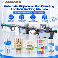 Machine d'emballage horizontale pour petits contenants, boissons, aliments, gobelets jetables en papier et plastique, avec fonction de comptage et d'emballage en forme de coussin