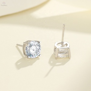 Orecchini a perno di lusso in Argento Sterling 925 con Moissanite taglio russo portoghese a <span class=keywords><strong>100</strong></span> sfaccettature, colore D, VVS, da 1ct e 2ct - Product Image 3