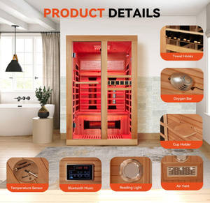 Saunas Secas Interiores <span class=keywords><strong>de</strong></span> Lujo Personalizadas <span class=keywords><strong>de</strong></span> Espectro Completo para 2 Personas, Sauna Casera <span class=keywords><strong>de</strong></span> Madera <span class=keywords><strong>de</strong></span> Hemlock Canadiense con <span class=keywords><strong>Terapia</strong></span> <span class=keywords><strong>de</strong></span> Luz Roja - Product Image 5