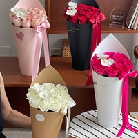 Buket Kerucut Mawar Romantis Kreatif Bunga Sabun Buatan Ember Bunga Hadiah Ulang Tahun Festival Qixi