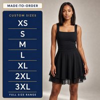 Robe Courte Femme Personnalisée Noire à Motifs Floraux, Taille Naturelle, Coupe Trapèze, Écologique, Col Carré, Froncée, Sans Manches, Vente en Gros