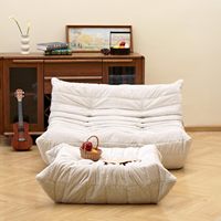 Canapé deux places en mousse intégrale, pouf de sol pour adultes avec tissu doux et imperméable, chaise longue sans accoudoirs pour foyer
