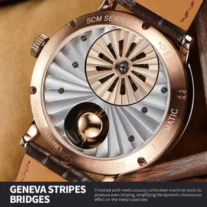 Montres automatiques à phases lunaires en lapis-lazuli, cadran personnalisé ciel étoilé bleu aventurine, montre-bracelet mécanique à dôme, fabricant OEM - Product Image 5