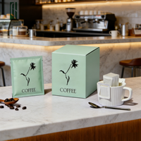 Sachets de café PE à trois soudures imprimés sur mesure avec poignée, sachets filtres à café vides de qualité alimentaire pour le sucre
