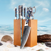 Grandsharp manche d'ormeau acier damas AUS10 noyau d'acier 67 couches ensemble de couteaux de cuisine damas Chef Kiritsuke couteau utilitaire