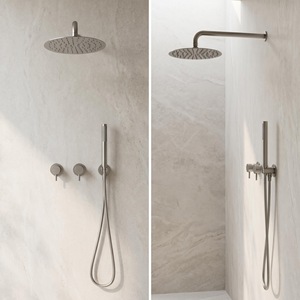 Minimalist Concealed Shower Head Set Round Wall <b>Mounted</b> Rain Shower With Hot And Cold Control For Bathroom - Product Image 1