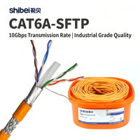 Cable Ethernet Shibei de Alta Resistencia 23AWG CAT6A SFTP, Cobre Sólido con Doble Blindaje y Revestimiento de PVC Naranja