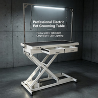 Table de toilettage électrique pour animaux de compagnie EUR PET avec lumière LED, rangement multifonctionnel et prise intégrée, personnalisable