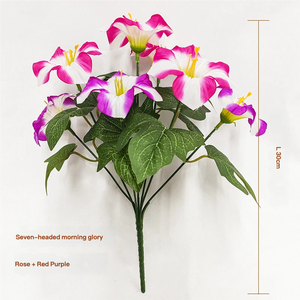 Fleur artificielle de gloire du matin en gros, tige unique, 5 ou 7 têtes, pour décoration florale de mariage et de maison - Product Image 5