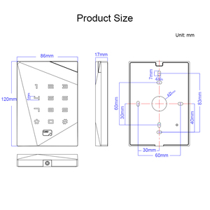 <span class=keywords><strong>125Khz</strong></span> + 13.56MHz tần số kép Combo Access Control <span class=keywords><strong>Reader</strong></span> với pin bàn phím WG, RS485 thông tin liên lạc cho cửa Hệ thống an ninh - Product Image 3