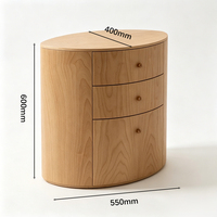 Table de chevet incurvée en bois de noyer à 3 tiroirs, mobilier de chambre moderne, fournisseur OEM