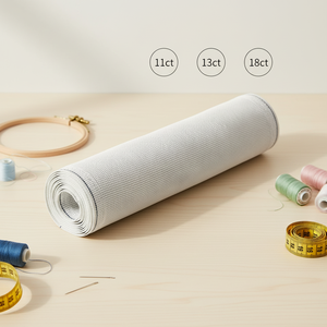 Toile <span class=keywords><strong>de</strong></span> broderie monochrome <span class=keywords><strong>de</strong></span> luxe vierge pour la broderie avec tissu en coton blanc 13/18 mailles pour kits <span class=keywords><strong>de</strong></span> broderie DIY sur mesure - Product Image 2