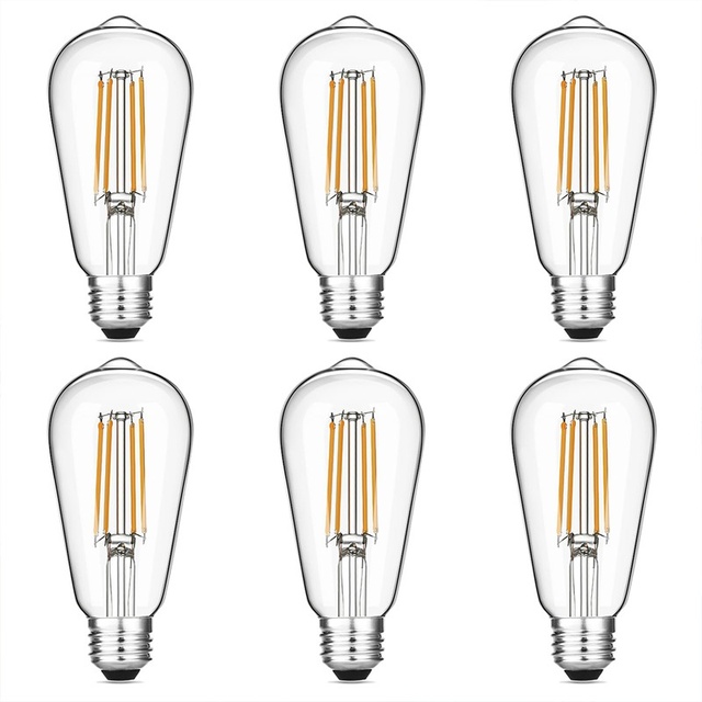 St64 Edison LED Filament Screw  Retro Tungsten Nipple Light Bulb Warm Yellow Light E27 AC Bulbs