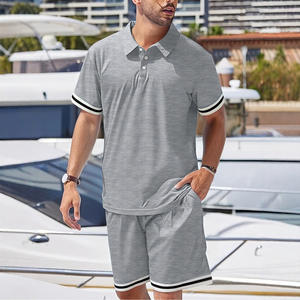ชุดโปโลผู้ชายแขนสั้น โพลีเอสเตอร์ถัก ชุดลำลองสองชิ้น ชุดกีฬาแฟชั่นทันสมัย พร้อมป้าย DF24ZY 1 - Product Image 5