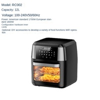 Friteuse à air en gros, friteuse à air en acier inoxydable, grande capacité 12L, chauffage rotatif, 220-240V