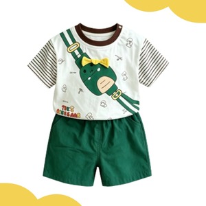 Set Estivo di Borsa a Tracolla con Dinosauri per Bambini, Abbigliamento Carino per Neonati 100% Cotone, Outfit da Esterno con Cartoni Animati, Set di 2 Pezzi per Bambini - Product Image 4