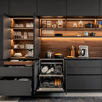Système de rangement sur mesure pour maison, armoire sans poignée, meubles modernes noirs, appareils encastrés pour villa, vente en gros