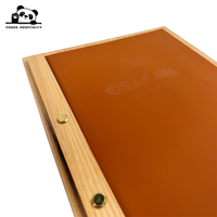 Porte-menu personnalisé pour restaurants japonais et thaïlandais, logo en relief, bois contreplaqué avec carte de menu en cuir
