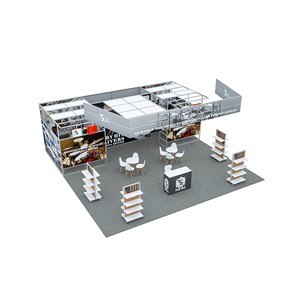 Stand en aluminium 30x30 pieds avec étagères et auvent, conception gratuite, sublimation par transfert thermique, pliable et portable pour salons professionnels - Product Image 2