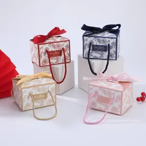 Nouvelle boîte à sucre de mariage boîte-cadeau portable avec poignée emballage de bonbons pour l'emballage de dessert de fête de mariage