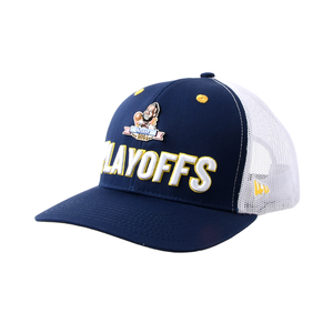 Custom Design Trucker <b>Hat</b> <b>Navy</b> White Mesh Playoffs 3D Embroidery Front Panel Adjustable Unisex Casual Spring Summer Trucker <b>Hat</b> - Product Image 1
