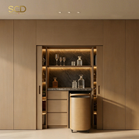 Meuble à vin dissimulé sur mesure pour la maison, design intérieur en bois avec éclairage LED, bar à vin intégré, mobilier de bar à domicile