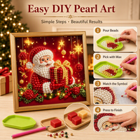 Kit de Peinture Diamant 5D DIY Vintage de Noël avec Perles Rondes et Diamants, Art Lumineux Écologique pour Adultes avec Plateau et Boîte