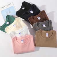 Kaos Oblong 300G Katun Tebal Unisex Drop Shoulder Lengan Pendek Custom Logo Polos untuk Iklan dan Kerja Grosir