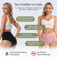 Culotte Menstruelle Femme Colorée en Coton Biologique et Bambou, Sous-Vêtements Menstruels Réutilisables Anti-Fuites pour Flux Abondant
