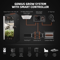 Kit complet de culture Spider Farmer SF1000 avec lampe LED à spectre complet, ventilateur à pince de 6 pouces, système de ventilation de 4 pouces, tente de culture de 2x2 pieds