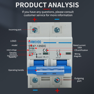 Disjoncteur miniature DZ47-125 125A 400V 6kA 1P2/<span class=keywords><strong>P3P</strong></span> Interrupteur aérien Protection domestique Haute intensité Boîtier en plastique - Product Image 6