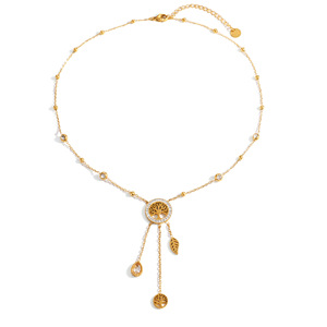 Collar con colgante de moda, chapado en oro de 18k, árbol de la vida, luna y estrellas, para uso diario. - Product Image 5