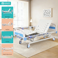 Lit médical manuel à 3 manivelles MDK Classe I, 3 fonctions, réglage de la hauteur, barrières latérales en alliage d'aluminium, 3 ans d'garantie, utilisation en hôpital et clinique