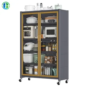 JINGNA cabinet for household metal frame and Visible door storage organizer lockers in usa Bookcase in kitchen