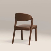 Chaise de salle à manger en bois de haute qualité, design moderne, chaise de salle à manger rembourrée, cuir synthétique vintage brun et noyer, chaise rembourrée
