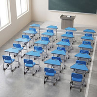 Ensemble de mobilier scolaire moderne en métal, table et chaise de classe modulaires en forme de trapèze pour étudiants, vente en gros