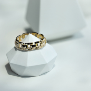 Anillo de cadena de eslabones para mujer, oro de 18 quilates, 18K, multicapa - Product Image 2