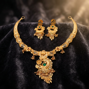 Juego de Collar Corto y Pendientes de Latón con Diseño de Flor Chapado en Oro de 14K, 18K, 24K al por Mayor, Joyería de Diseño Tradicional para Bodas de Mujer - Product Image 3
