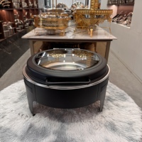 Plat à chafing rond hydraulique en acier inoxydable blanc, capacité 6L, chauffage à l'alcool, pour hôtels et restaurants