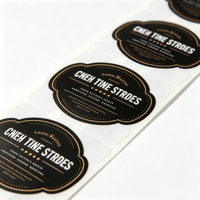 Autocollants cosmétiques de luxe en vinyle auto-adhésifs, imprimés sur mesure, avec cadre orné estampé or noir, imperméables, écologiques et de qualité supérieure